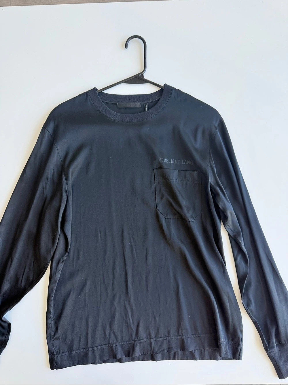 Helmut Lang Silk Black Long Sleeve Pocket Shirt Like New